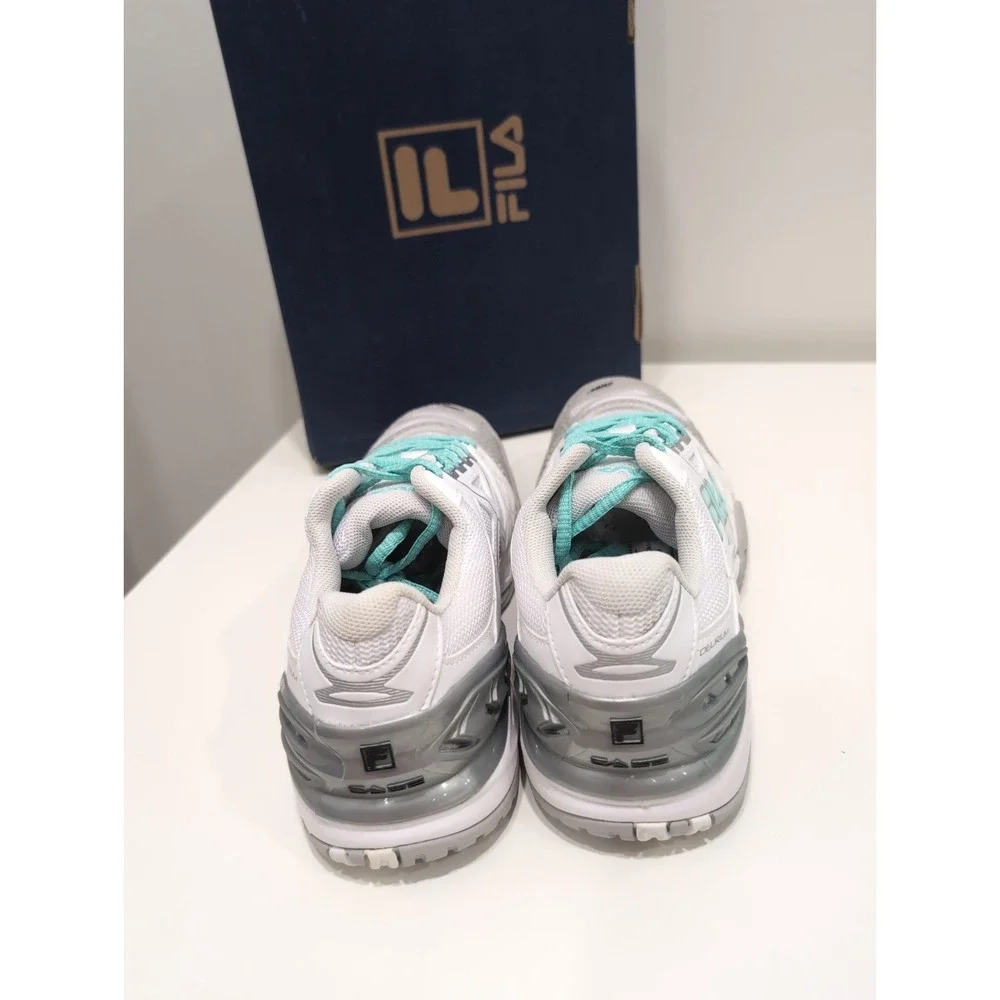 NWB FILA Cage Delirium Sneakers Tennis Shoes Women's White/Aqua Sz. 9.5